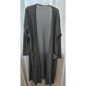 LuLaRoe Sarah Duster Women's XL Cardigan Heathered Black and White